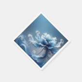 Blauwe Fancy Fantasy Flower Servet (Hoek)