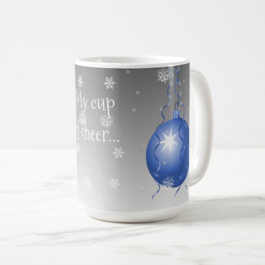 Blauwe Fancy kerstsierkoffie-Mok Koffiemok (Voorkant rechts)