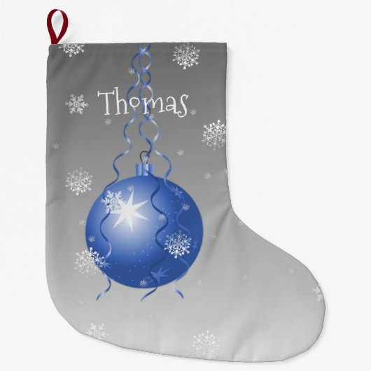 Blauwe Fancy kerstsierkoning Grote Kerstsok (Voorkant)