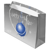 Blauwe Fancy kerstsiertas Groot Cadeauzakje (Achterkant Gekanteld)