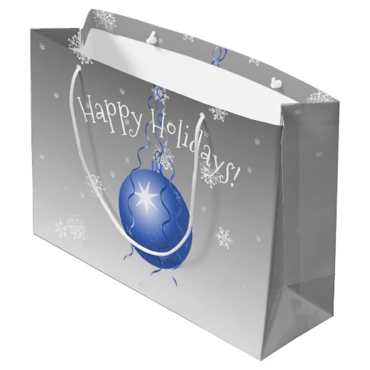 Blauwe Fancy kerstsiertas Groot Cadeauzakje (Achterkant Gekanteld)