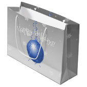 Blauwe Fancy kerstsiertas Groot Cadeauzakje (Voorkant Gekanteld)