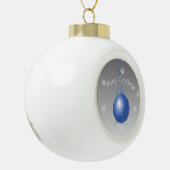 Blauwe Fancy kerstversiering Keramische Bal Ornament (Links)