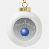Blauwe Fancy kerstversiering Keramische Bal Ornament (Voorkant)