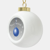 Blauwe Fancy kerstversiering Keramische Bal Ornament (Rechts)