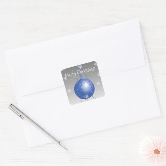 Blauwe Fancy kerstversiering Sticker (Envelop)