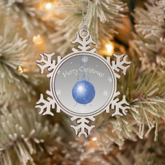 Blauwe Fancy kerstversiering Tin Sneeuwvlok Ornament (Boom)