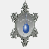 Blauwe Fancy kerstversiering Tin Sneeuwvlok Ornament (Links)
