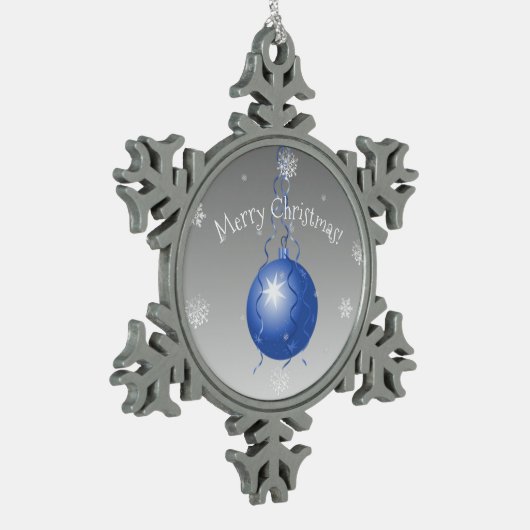 Blauwe Fancy kerstversiering Tin Sneeuwvlok Ornament (Links)