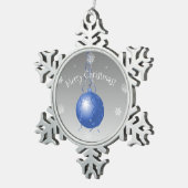 Blauwe Fancy kerstversiering Tin Sneeuwvlok Ornament (Rechts)