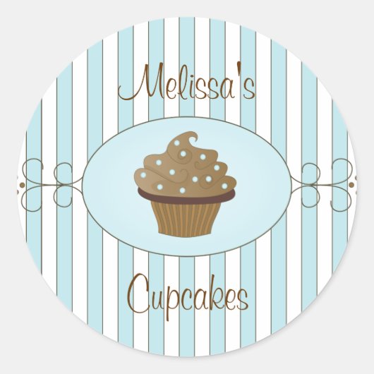 Blauwe Fancy koekjes Ronde Sticker (Voorkant)