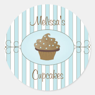 Blauwe Fancy koekjes Ronde Sticker