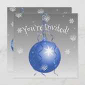 Blauwe Fancy uitnodiging voor kerstversiering (Voorkant / Achterkant)