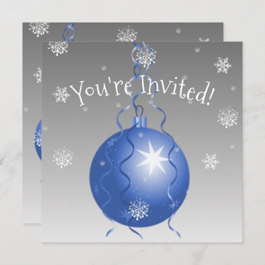 Blauwe Fancy uitnodiging voor kerstversiering (Voorkant / Achterkant)