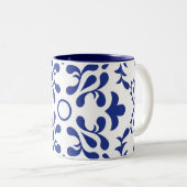 Blauwe fanfare tweekleurige koffiemok (Voorkant rechts)