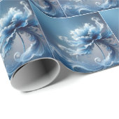 Blauwe Fantasie Bloem Cadeaupapier (Rol Hoek)