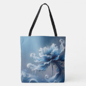 Blauwe Fantasie Bloem Tote Bag (Voorkant)