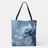 Blauwe Fantasie Bloem Tote Bag (Achterkant)