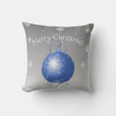 Blauwe Fantasie Kerst Bal Kussen (Voorkant)
