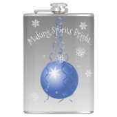 Blauwe fantasie kerstbalfles heupfles (Voorkant)