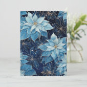 Blauwe Fantasie Poinsettia Kaart (Staand voorkant)