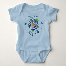 Blauwe fantasie tuin bloem babygrow