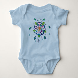 Blauwe fantasie tuin bloem babygrow romper