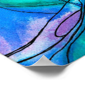 Blauwe Fantasie Waterverf Poster (Hoek)