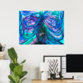 Blauwe Fantasie Waterverf Poster (Thuiskantoor)