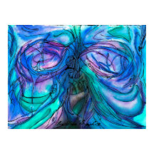 Blauwe Fantasie Waterverf