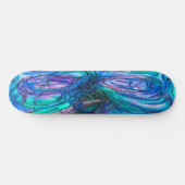 Blauwe Fantasie Waterverf Skateboard (Horizontaal)