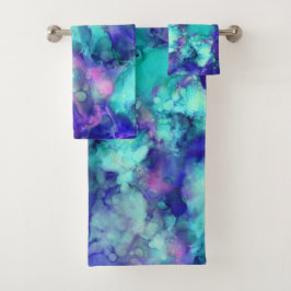 blauwe fantasie waterverven : bad handdoek