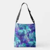 blauwe fantasie waterverven : crossbody tas (Achterkant)