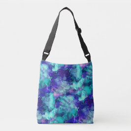blauwe fantasie waterverven : crossbody tas