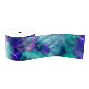 blauwe fantasie waterverven : grosgrain lint