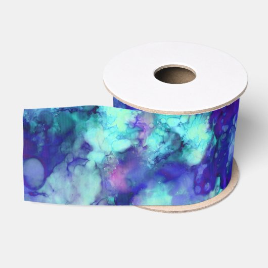 blauwe fantasie waterverven : grosgrain lint (Spoel)