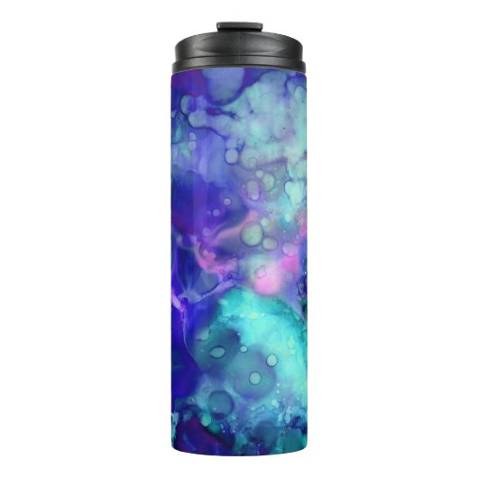blauwe fantasie waterverven : thermosbeker (Voorkant)