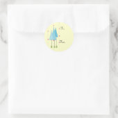 Blauwe Fantasievolle Bomen Ronde Sticker (Tas)