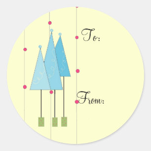 Blauwe Fantasievolle Bomen Ronde Sticker