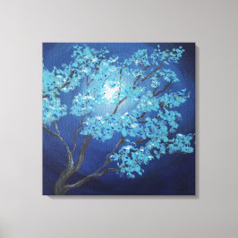 Blauwe Fantasy Boom Romantische Kunst Huwelijkscad Canvas Afdruk