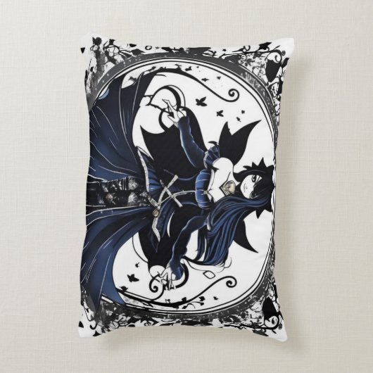 Blauwe fantoomfee accent kussen (Achterkant (Verticaal))