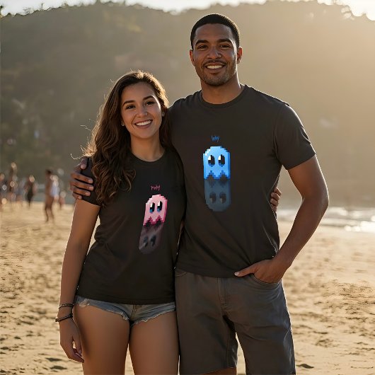 Blauwe fantoomshirt genaamd Pero fanart PacMan T-shirt