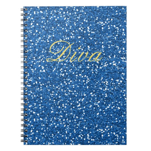 Blauwe Faux Glitter Diva Notitieboek (Voorkant)