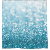 Blauwe faux glitter en bokeh lichten patroon douchegordijn (Voorkant)