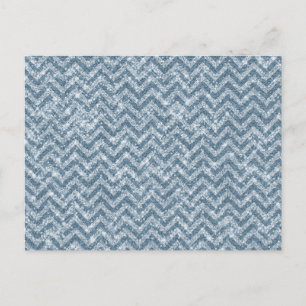 Blauwe Faux Glitter Sparkle Chevron Briefkaart