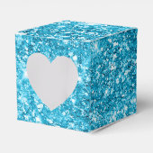 Blauwe faux glitter sprankelende glanzende paillet bedankdoosjes (Voorkant Zijde)