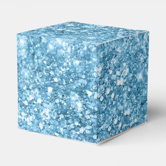 Blauwe faux glitter sprankelende glanzende paillet bedankdoosjes (Achterkant)