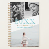 Blauwe Faux Goud & Wit Fotocollage Planner (Voorkant)