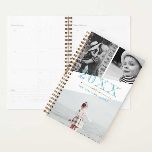 Blauwe Faux Goud & Wit Fotocollage Planner (Display)