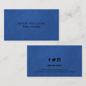 Blauwe faux lederen textuur achtergrond visitekaartje (Voorkant / Achterkant)